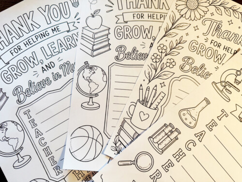 teacher appreciation-week coloring acorstic poem sheets