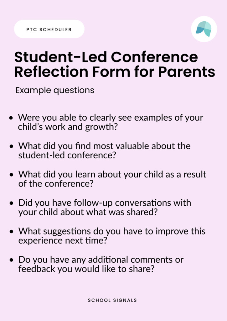 student-led conference reflection form
