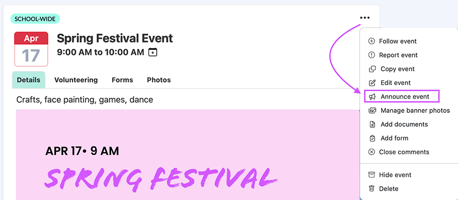 send event reminder
