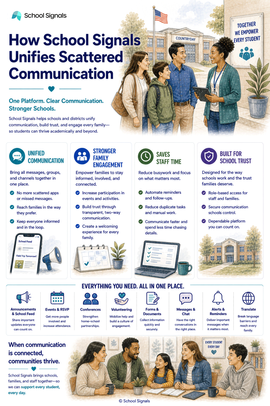 School Signals unified communication infographic