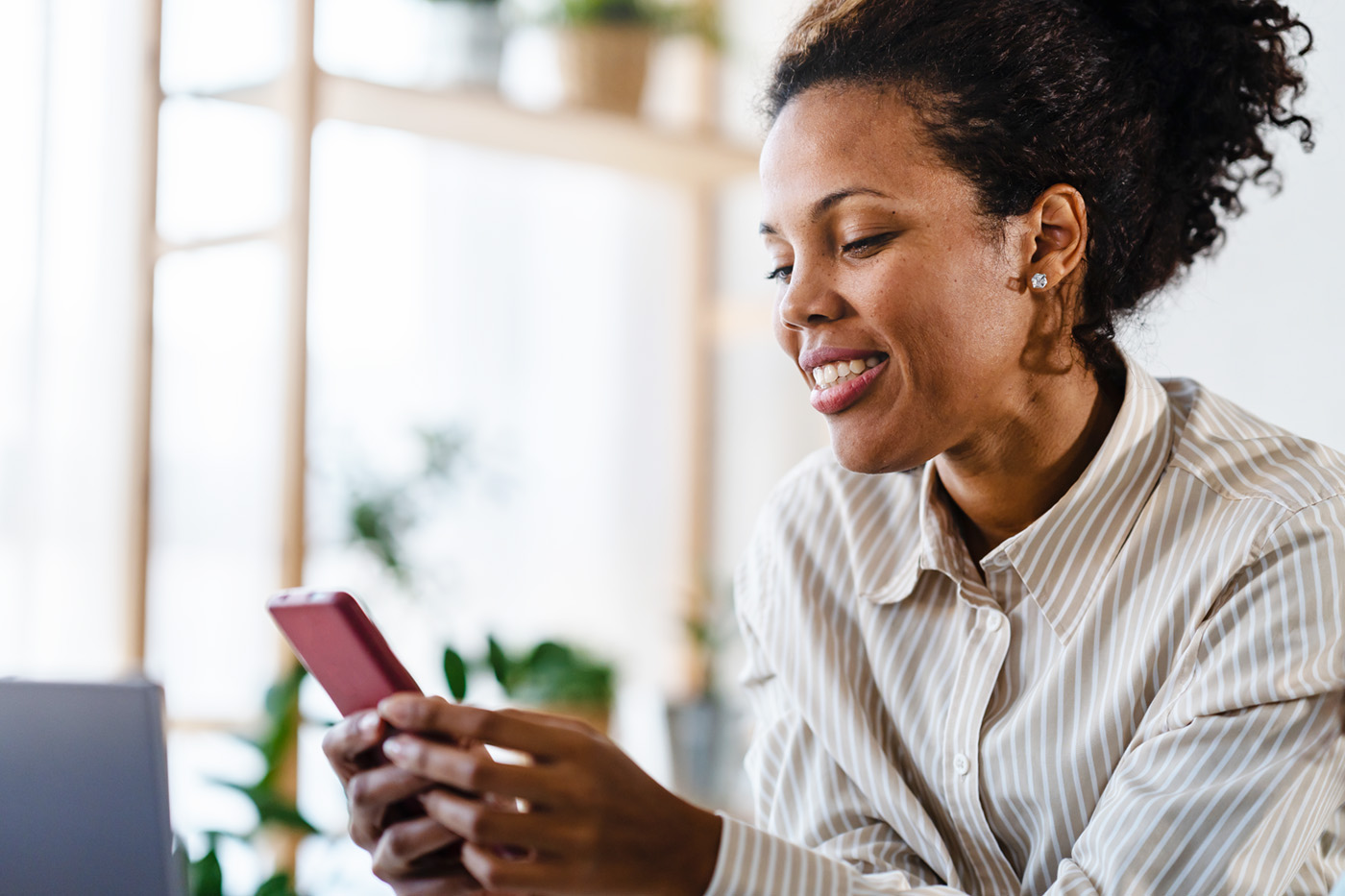 Parent using a smartphone